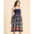 thumbnail image 2 of Moomaya Womens Printed Smocked Viscose Dress, Knee Length, Spaghetti Strap Midi Dress, 2 of 9