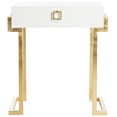 thumbnail image 6 of SAFAVIEH Couture Abele Modern Glam Lacquer Side Table with Drawer, White/Brass, 6 of 8