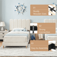 thumbnail image 4 of Boucle Upholstered Bed Frame, Platform Bed with Wave Headboard for Boys/Girls, Solid Wood Slat Support, No Box Spring Needed, Noise Free, Easy Assembly, 4 of 5