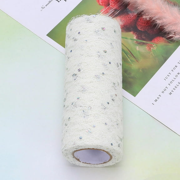 Kitandove Decoration Table Runner Tulle Roll Beige Polyester 1Set 15cm x 10Yards for Event Designers