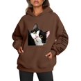thumbnail image 1 of WEAIXIMIUNG Sweat à Capuche pour Femmes, Imprimé Chat et Chien, Décontracté, avec Cordon de Serrage, 1 of 5