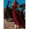 thumbnail image 3 of V-neck Solid Color Long Vintage Gown Dress, 3 of 5