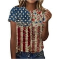 thumbnail image 2 of Frostluinai Patriotic Shirts for Women Short Sleeve Distressed Tops Crew Neck American Flag Print Tees Plus Size Lightweight Summer Clothing, 2 of 5
