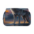 thumbnail image 2 of Sikiie Lonely Night Sky Wolf Print Flip Double-layer Pencil Case, All-purpose Stationery Bag for Study and Office, Zipper Design, Unisex, 2 of 7