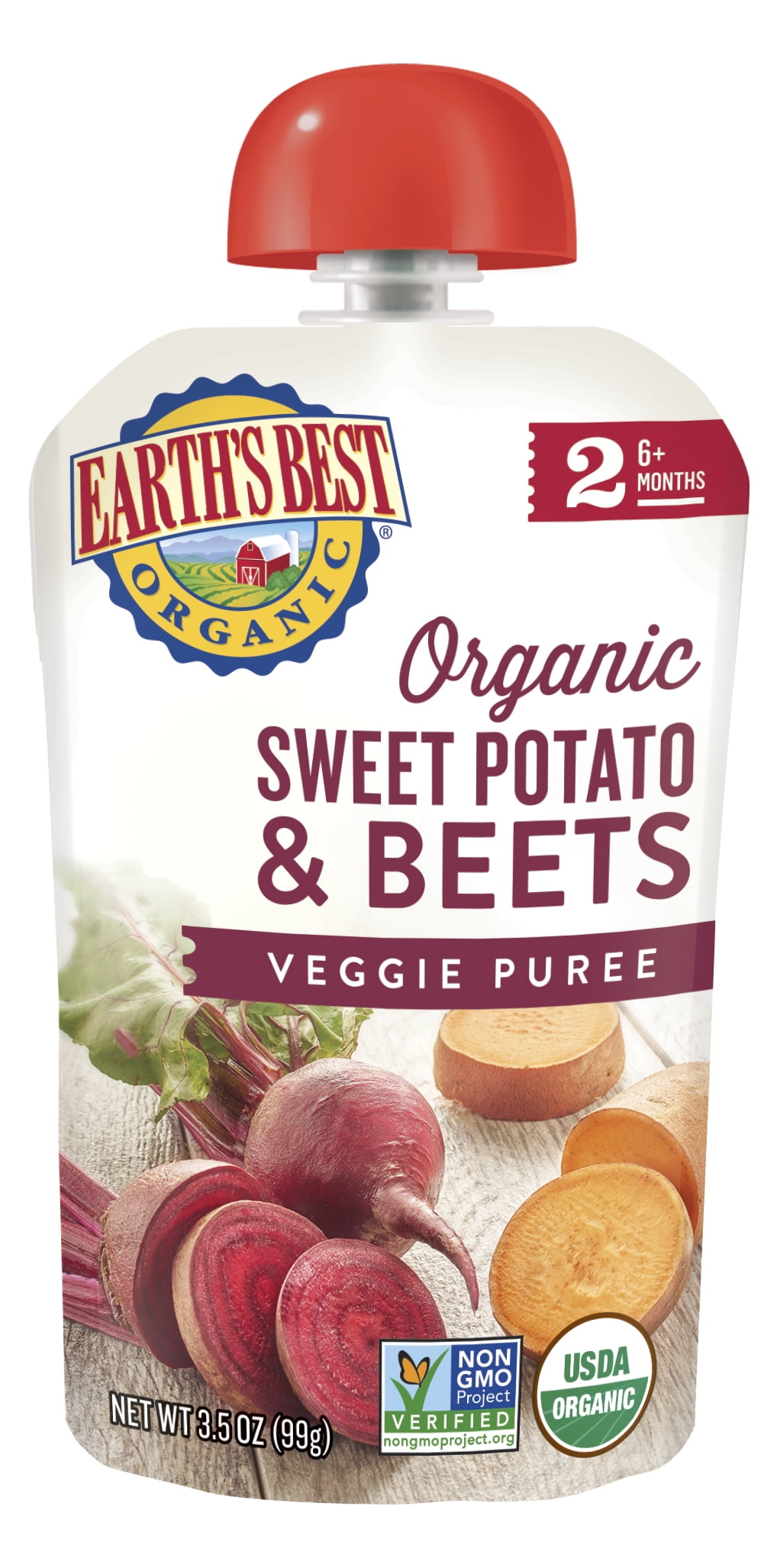 Earth's Best Organic Stage 2 Baby Food, Sweet Potato & Beets, 3.5 oz