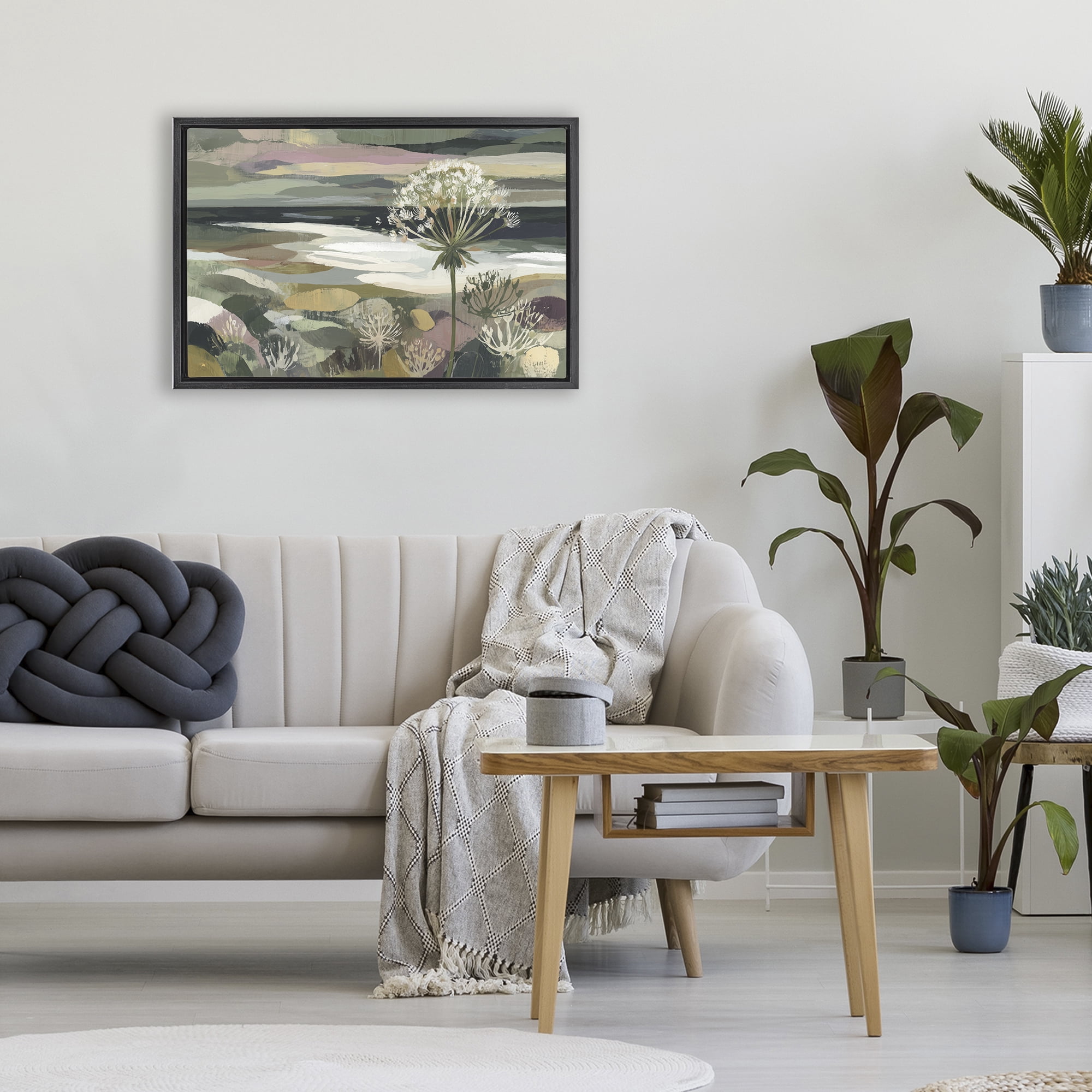 Stupell Industries Dandelion in Misty Meadow Black Framed Floater Canvas Wall Art, design by Chromatic Storm Studio