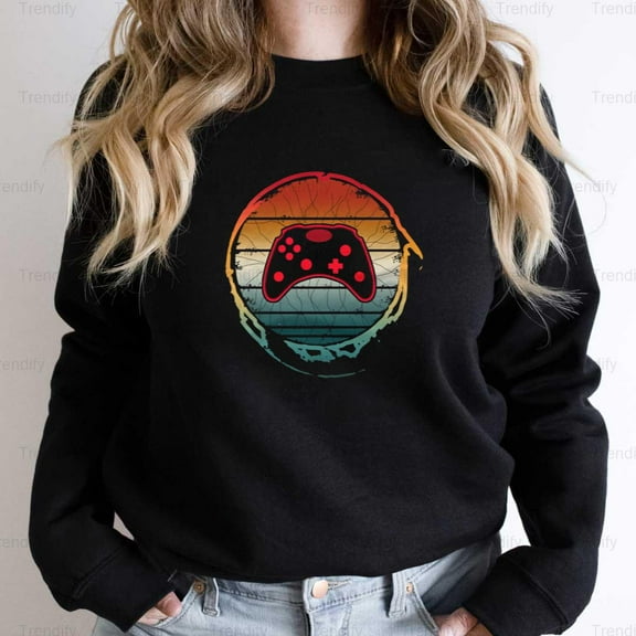 Gamer Retro Vintage Video Game Graphic Unisex Sweatshirt - Relaxed Look M392255, Up to Size 5XL
