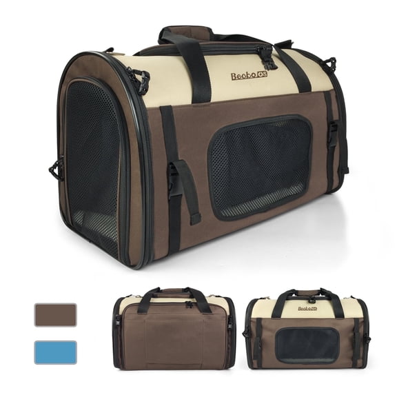 Becko US Expandable Foldable Pet Carrier Travel Handbag with Padding and Extension (Brown)