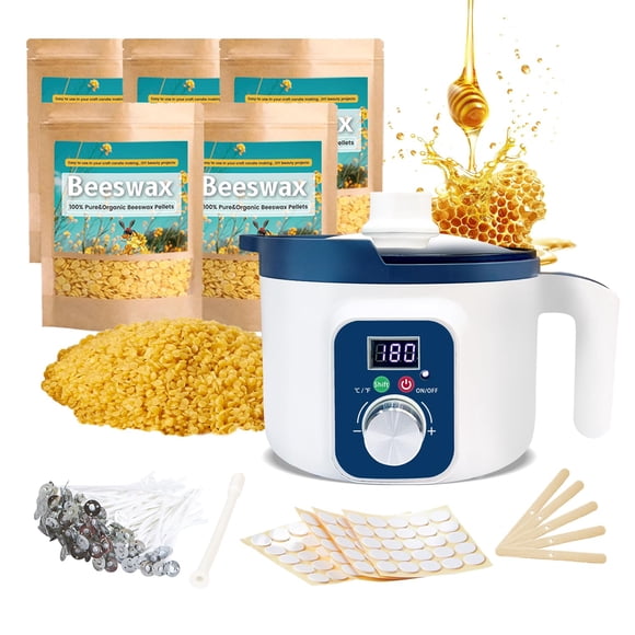 Kit para Hacer Velas KQU Cera de Abeja 2.3 kg Fundidor de Cera con Pantalla LED