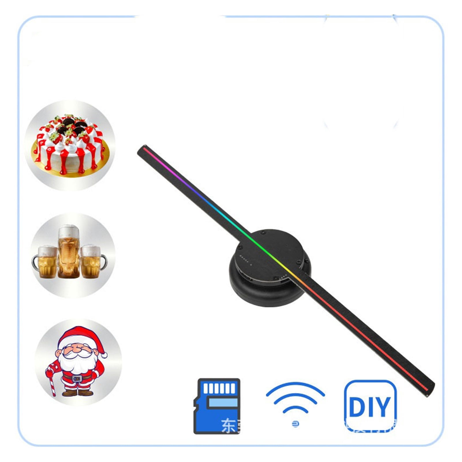 3D Hologram, Naked Eye 3D Holographic Projection Advertising Machine Led Light Air Imaging Three-dimensional Three-dimensional Rotating Suspension Fan Dazzling Screen Ideal Advertising Tool