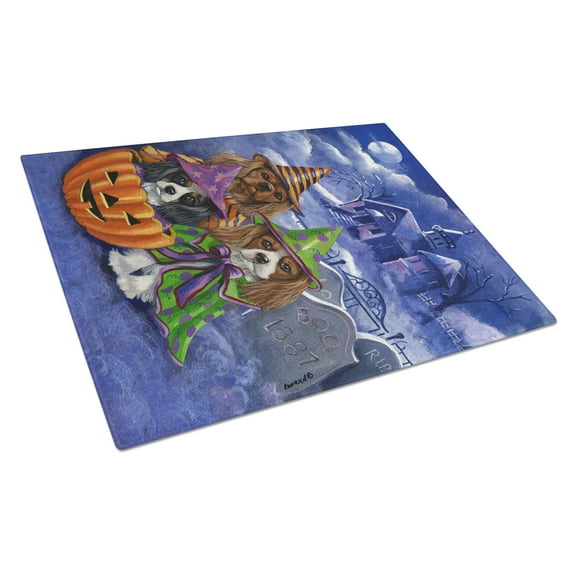 Carolines Treasures PPP3064LCB Cavalier Spaniel Halloween House Glass Cutting Board Large, 12H x 16W, multicolor