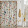 thumbnail image 3 of Shower Curtain Spring Flowers Butterfly Shower Curtains for Bathroom Decor, Waterproof Polyester Shower Curtain Set with Hooks, Extra Long 72" x 78" Vintage Floral, 3 of 9