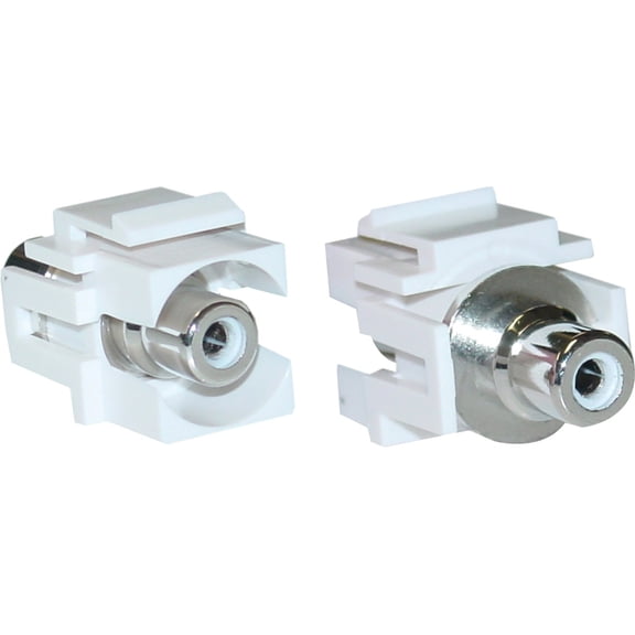 RCA Female to RCA Female, White Recessed RCA Coupler Adapter with White Keystone Insert, White RCA Jack connector for Audio/Video, CableWholesale