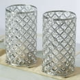 thumbnail image 2 of Efavormart 2 Pack | 9” Metallic Silver Crystal Beaded Pillar Votive Candle Holder Set, Multipurpose Crystal Flower Stem Vase, 2 of 5
