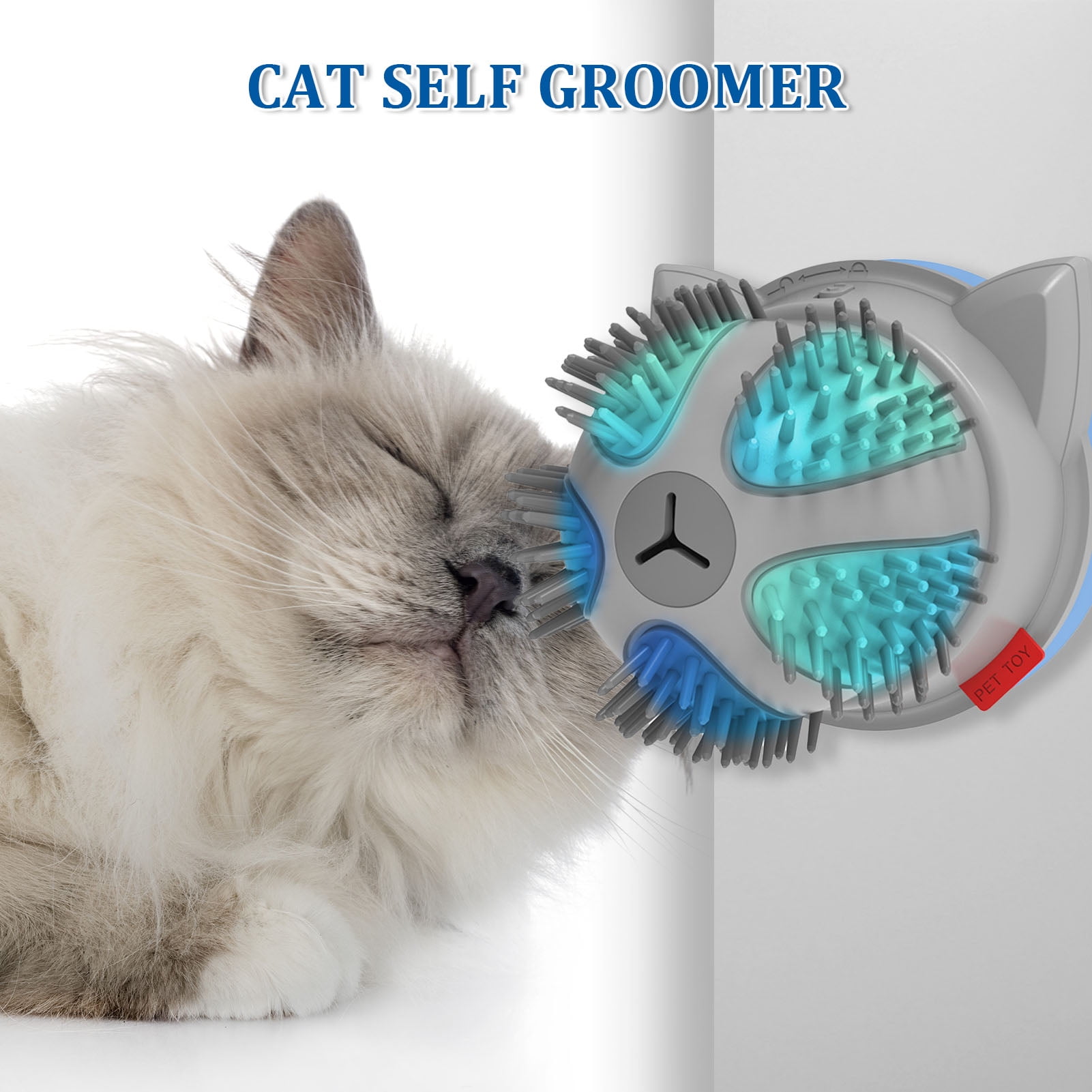 Cat Self Groomer with Catnip Automatic Rotating Cat Massager 2Speed