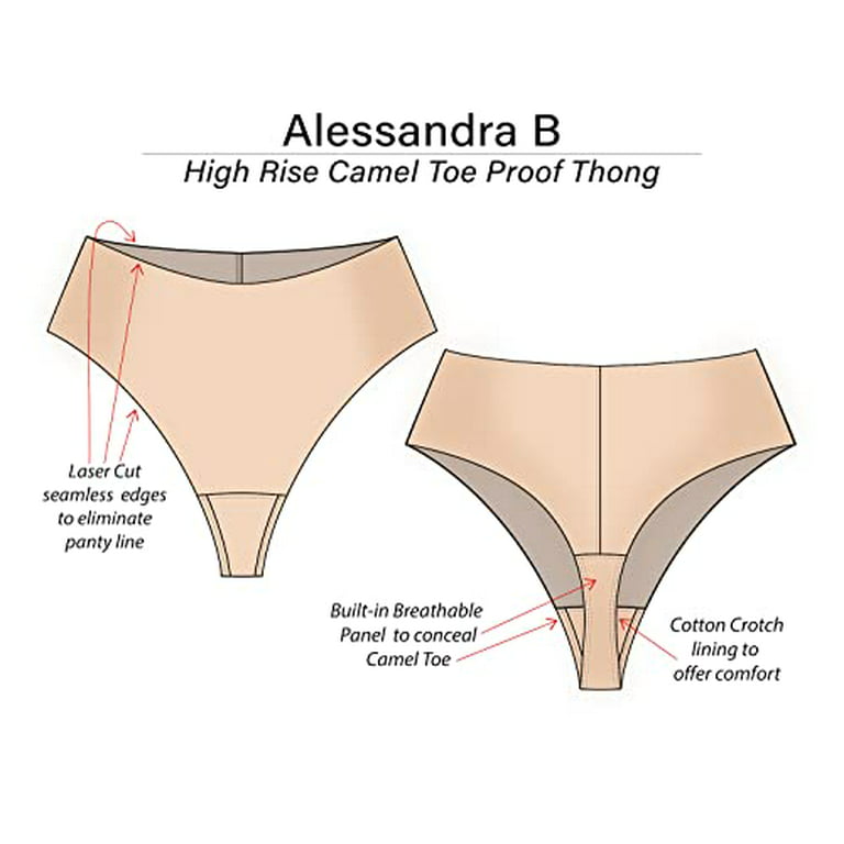 Alessandra B Camel Toe Cover Thong (Large, Nude-4Pack) 