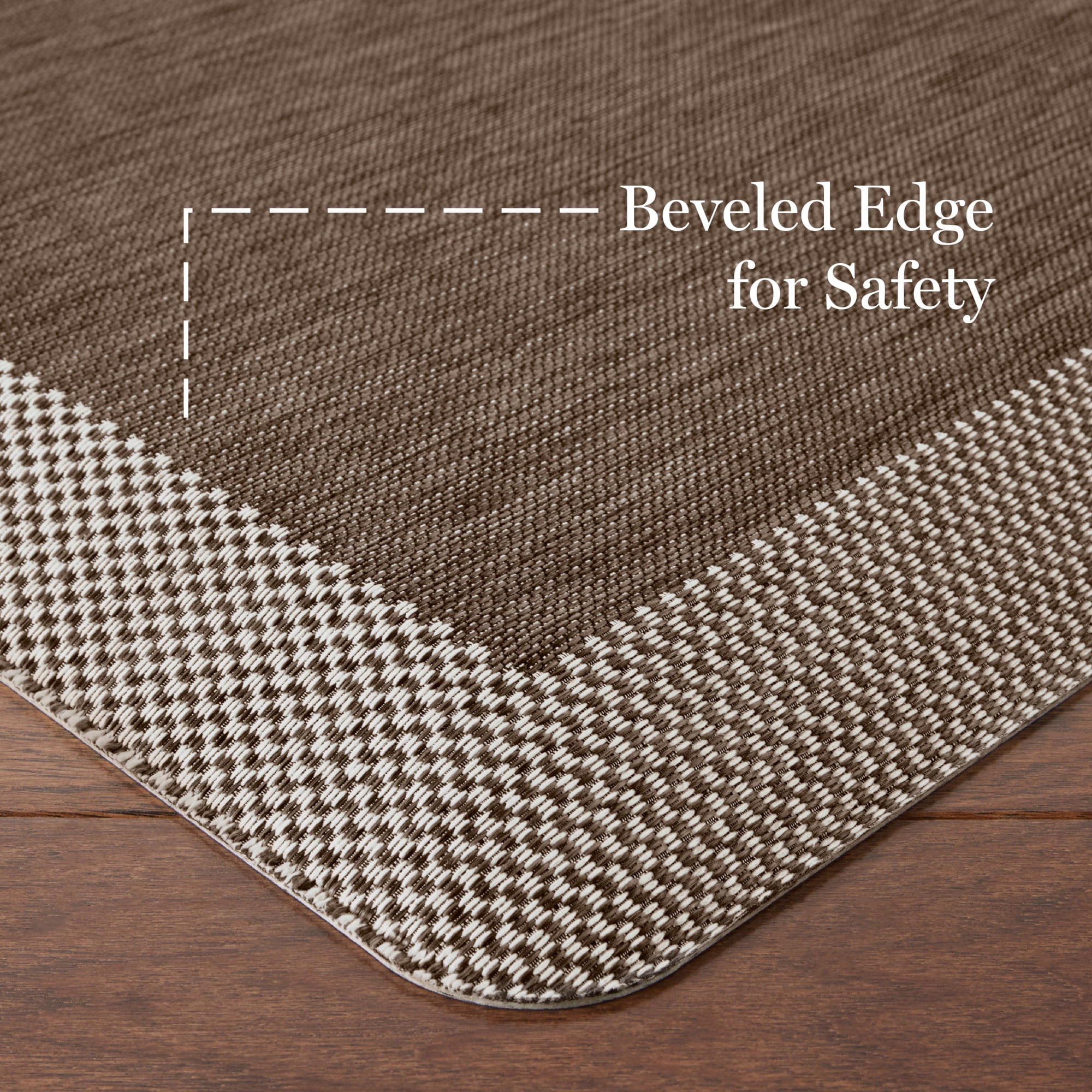 MARTHA STEWART Mira Modern Heathered Solid Anti-Fatigue Air-Infused Kitchen Mat, Brown, 19.6"x39"