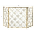 thumbnail image 4 of DecMode 53" x 31" Gold Metal Foldable Mesh Netting 3 Panel Geometric Fireplace Screen, 1-Piece, 4 of 13