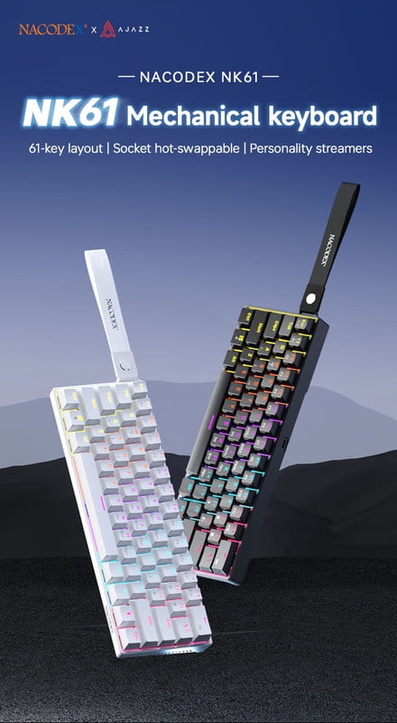 Ajazz NK61 60% Wired Mechanical Keyboard Mixed Color RGB Hot-Swap