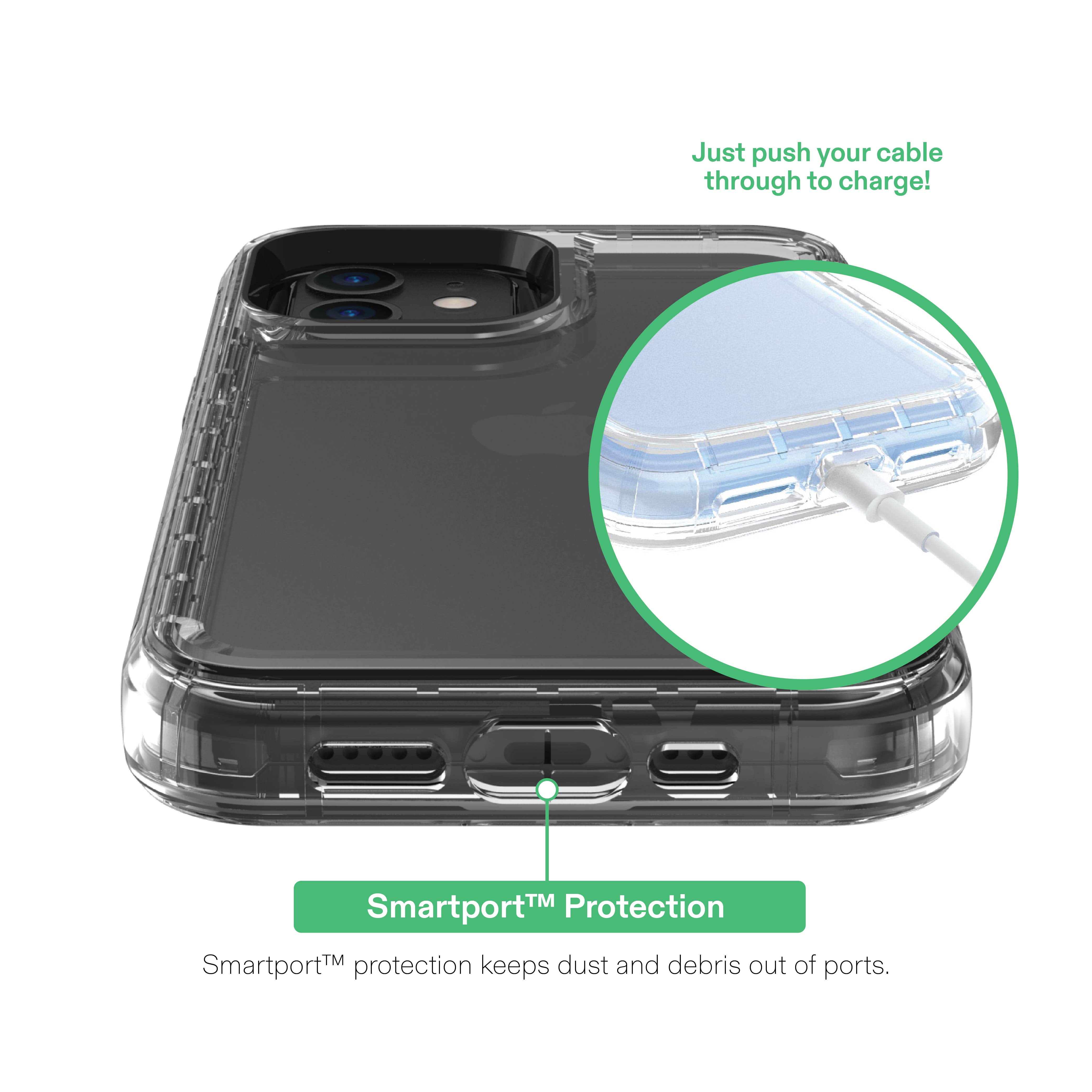 onn Rugged Phone Case with Holster for iPhone 12 / iPhone 12 Pro - Clear