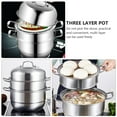 thumbnail image 4 of BEADCEST 1ensemble Cuiseur Vapeur en Acier Inoxydable pour Cuisine avec Trois Couches Grande Capacité et Rangement Pliable, 4 of 8