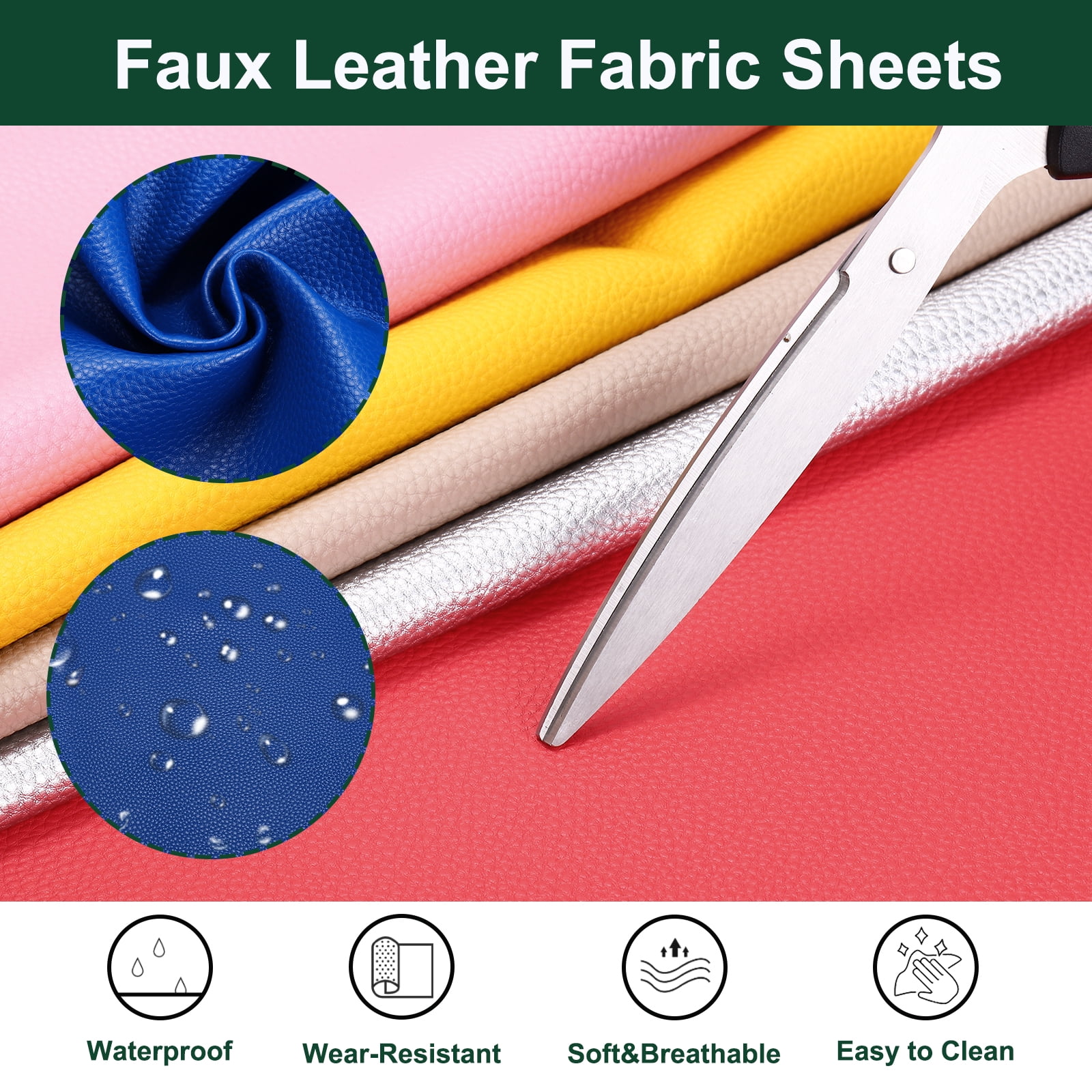 Uxcell Faux Leather Fabric Sheets, 54x36 Inch Waterproof Solid Soft PU Synthetic Leather Sheet for Upholstery Replacement Renovate Sofa Furniture Bag Crafts DIY Sewings(Deep Blue)