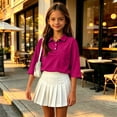 thumbnail image 5 of Girls Polo Shirt Summer Slim Fit Short Sleeve School Uniform Collared Polo Shirts for Girls Back to School Hot Pink,2-3 Years, 5 of 6