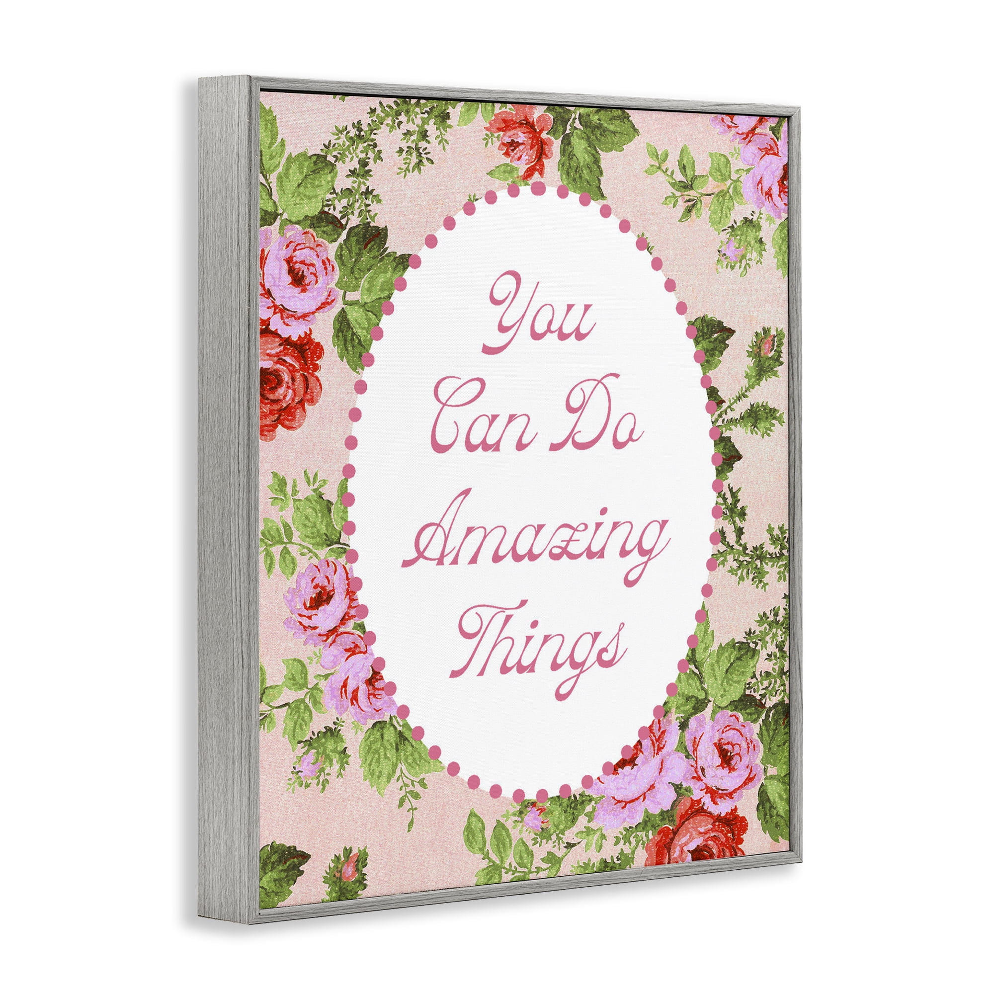Stupell Industries You Can Do Amazing Things with Vintage Florals Gray Framed Giclee Art, design by Lil' Rue