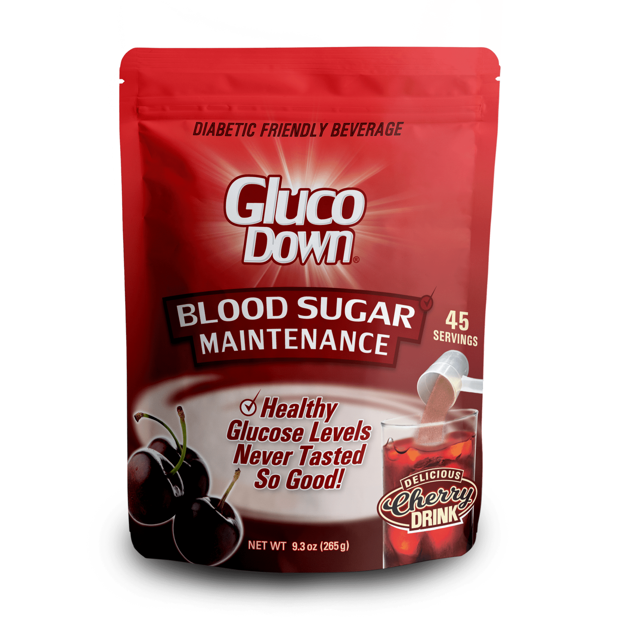 GlucoDown, Maintains Healthy Blood Sugar, Delicious Cherry, 45-Servings.