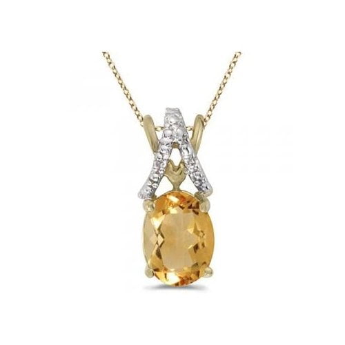Seven Seas Jewelers Oval Citrine & Diamond Pendant Necklace 14k Yellow Gold (1.20tcw) by Brand New