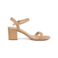 thumbnail image 3 of BLISSFUL STEP Women's Sandals Block Heels Slingback Buckle Woven Sandals Nude 8, 3 of 7