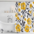 thumbnail image 3 of Xipuska Yellow Grey Spring Floral Shower Curtain - Water Repellent Fabric Shower Curtains Washable, Summer Botanical Elegant Decorative Polyester Cloth Bathroom Curtains Modern Bath Decor 72"x72", 3 of 6