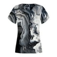 thumbnail image 5 of WXLWZYWL Womens Summer Tops Print V-Neck T-Shirt Short Sleeve Casual Blouse Dark Gray, 5 of 5