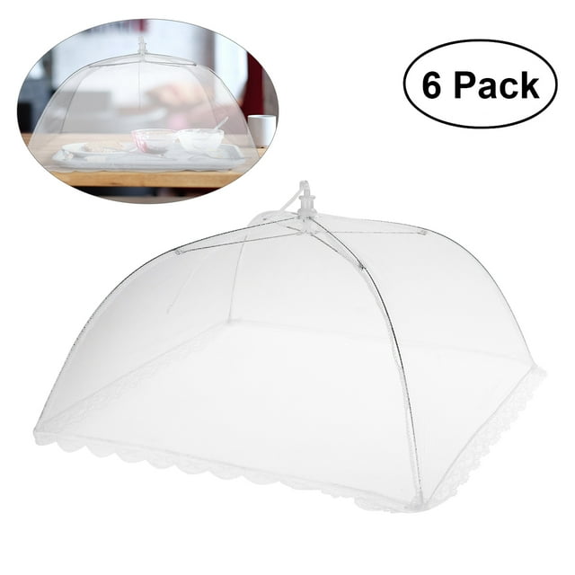 6 Pcs Grand Écran en Maille Pop-Up Couverture Alimentaire Tente Parapluie Réutilisable et Pliable Couverture Alimentaire de Pique-Nique Extérieur Filet en Maille