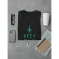 thumbnail image 3 of Keep Calm and Fly On Men Black T-Shirt, Male Medium, 3 of 4