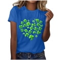 thumbnail image 2 of St. Patrick's Day Shirt for Women Shamrock Heart Pattern T-Shirt Short Sleeve Crewneck Casual Festival Apparel St Paddys Day Top, 2 of 5