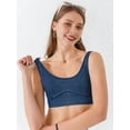 thumbnail image 5 of Women'S Slim Cropped Denim Vest Stretchy Scoop Neck Pullover Jean Sports Bra Tank Top Deep Blue XL, 5 of 9