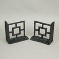 thumbnail image 5 of Zeckos Black Cast Iron Geometric Bookends Home Decor Set of 2, 5 of 5