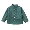 thumbnail image 2 of Kiijoy Toddler Boys Solid Long Sleeve Shirt Casual Neck Button Down Pocket Shirt, 2 of 5