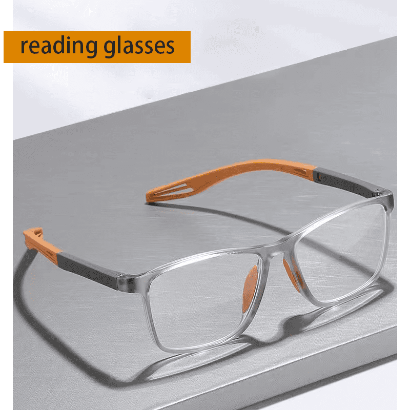 Lunettes De Lecture Progressives Honey Joe - Monture TR90 Orange à Charnière Ressort, Neuves
