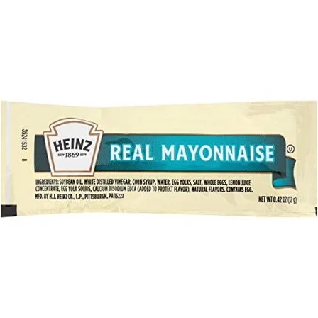 (Pack of 1) Heinz Mayonnaise Single Serve 200 Ct 12 Gm