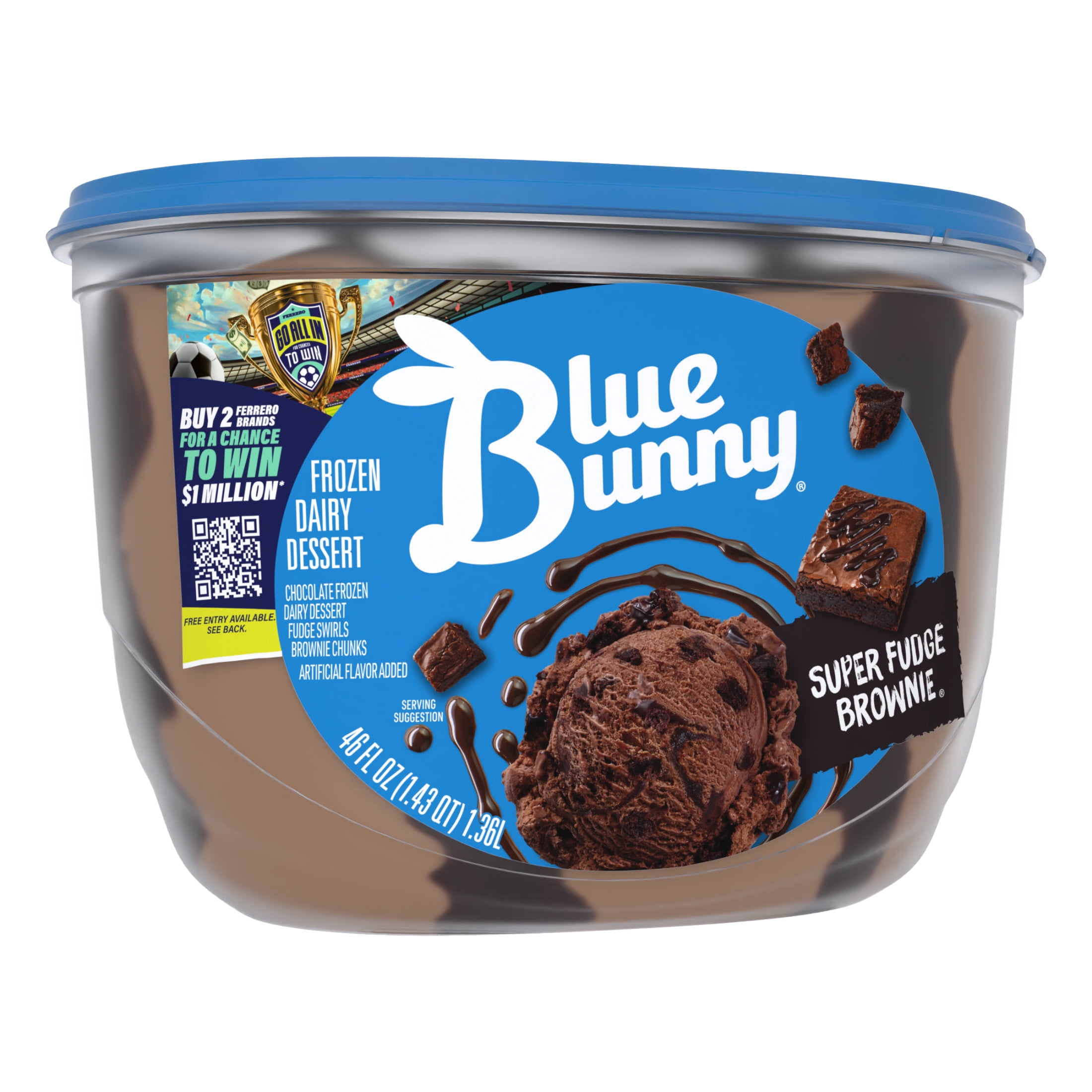 Blue Bunny Super Fudge Brownie Premium Frozen Dessert, 46 fl oz