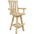thumbnail image 3 of Sunnydaze Square Slat Back Rustic Log Cabin Style Bar Stool, Unfinished, 3 of 9