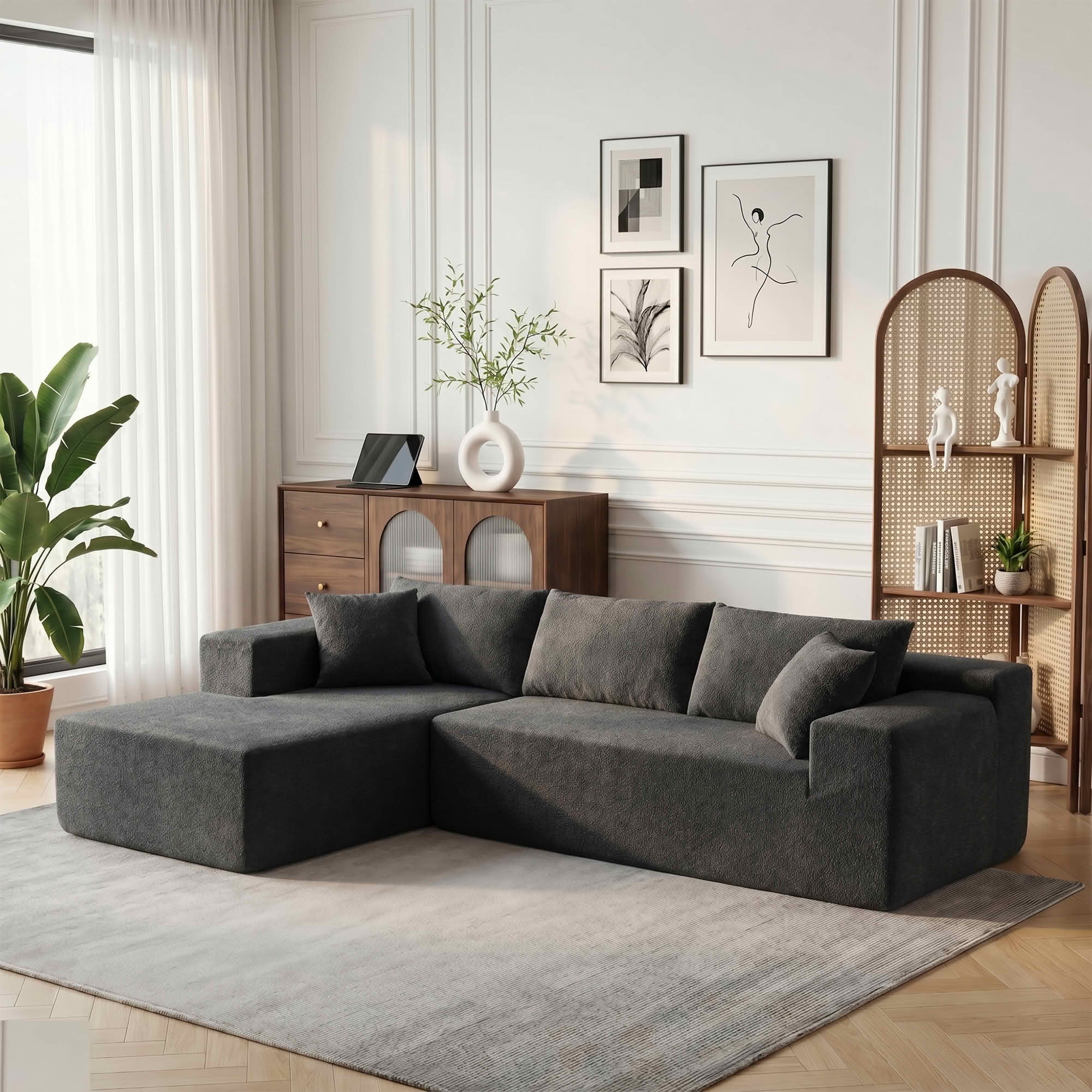 MAYEERTY 104" Cloud Sectional Couch with L-Shape Chaise, Modern Modular Sofa with Deep Seat, Upholstered Couches with Back Cushion for Living Room Bedroom, No Assembly Required