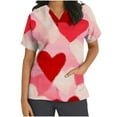 thumbnail image 2 of FNFYFH Womens Scrub Tops Valentines Printed Work Uniform V Neck Short Sleeve Nurse Shirt with Pockets, 2 of 5