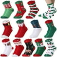 thumbnail image 1 of 12 pares de calcetines navideños para mujer, calcetines navideños de vellón coral grueso, calcetines navideños mullidos para mujer, calcetines cálidos y acogedores de invierno hasta la mitad de la pan, 1 of 7
