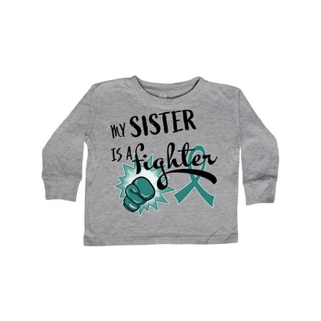 

Inktastic Ovarian Cancer Awareness My Sister is a Fighter Gift Toddler Boy or Toddler Girl Long Sleeve T-Shirt