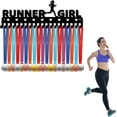 thumbnail image 7 of Running Medal Holder Runner Medal Hanger Display Rack Sports Metal Hanging Awards Iron Mount Wall Decor for Home Badge Race Runner Marathon Medalist Black 15.7 x 5.2Inch-Runner, 7 of 7