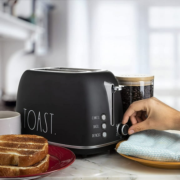 Retro Rounded Bread Toaster, 2 Slice Stainless Steel Toaster with Removable Crumb Tray, Wide Slot with 6 Browning Levels, Bagel, Defrost and Cancel Options, Black