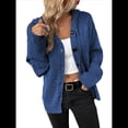 thumbnail image 3 of Cárdigan Informal con Cuello en V y Botones para Mujer, Sudadera con Capucha y Larga Azul Real L, 3 of 10